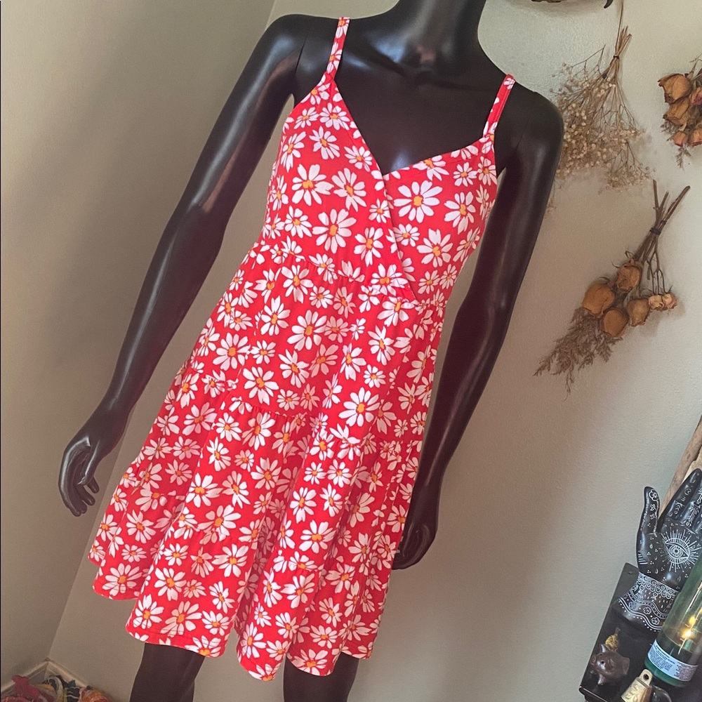 Hollister Red and White Floral Dress